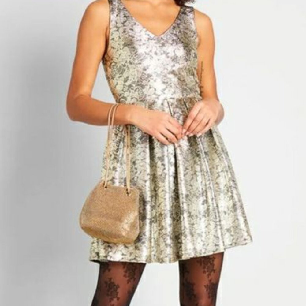 Jessy B Dress, Gold/Black, Medium (Modcloth)